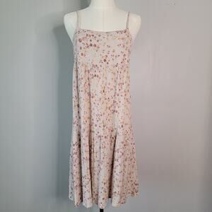 Sundress Tan Neutral Ditsy Floral Gauzy USA Beach Cottagecore Boho Final Touch S